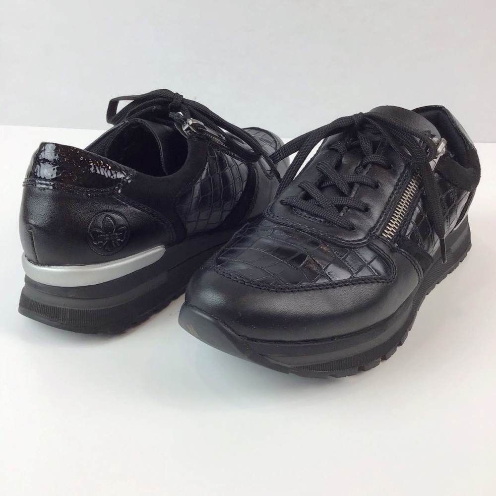 Rieker Black Leather Lace Up & Zip Sneakers | 39 (9)